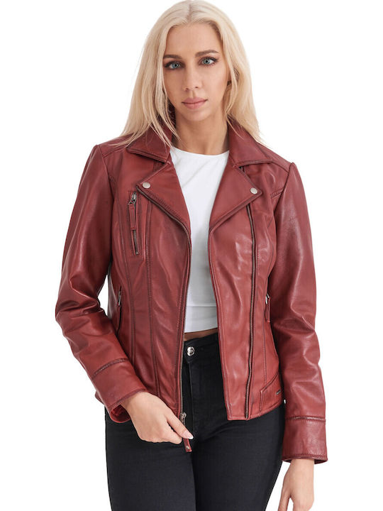 Phedra Sheep Leder Damenjacke für Winter Rot
