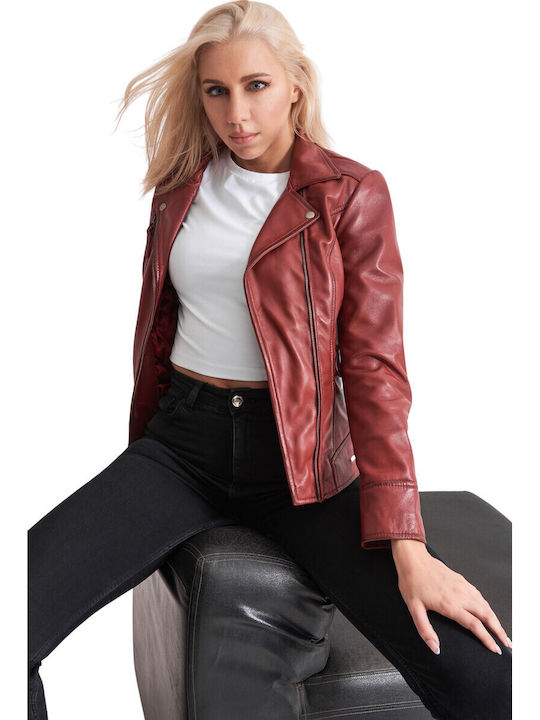 Phedra Sheep Leder Damenjacke für Winter Rot