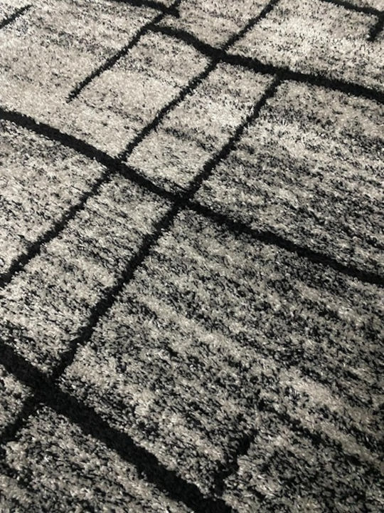 Jasmine Js Shaggy Bedroom Rugs Set Grey Black JS-842-grey-black-Set 3pcs