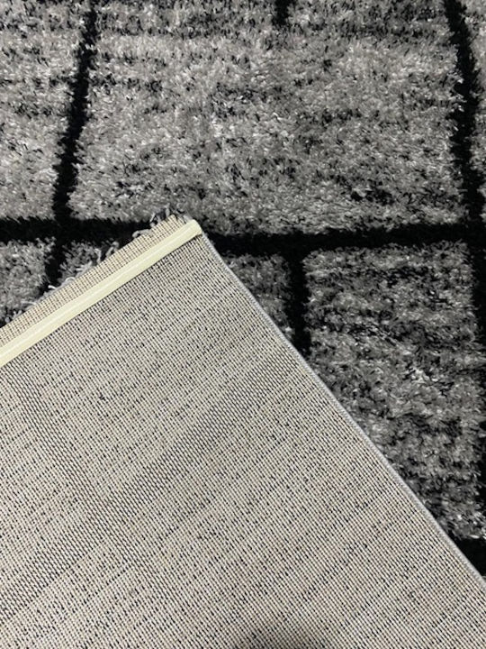 Jasmine Js Shaggy Bedroom Rugs Set Grey Black JS-842-grey-black-Set 3pcs
