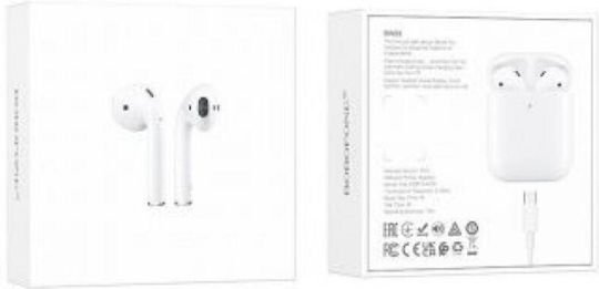 Borofone BW89 Earbud Bluetooth Handsfree Earphones with Charging Case White