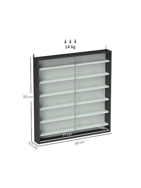 Ράφι Τοίχου Άσπρο Και Μαύρο 80x9.5x83εκ.