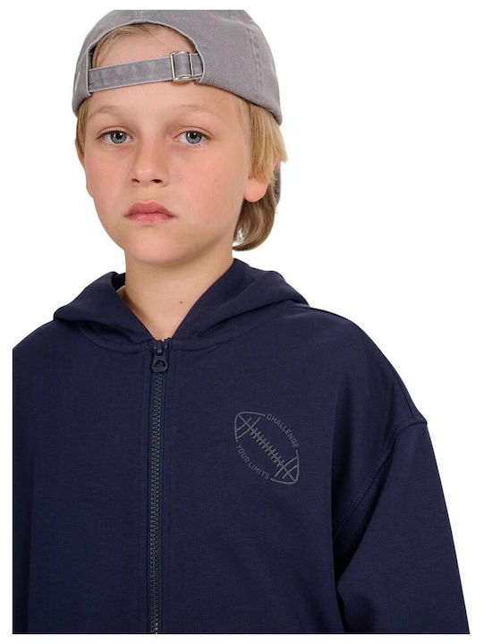 Cardigan pentru copii De bumbac cu Glugă Albastru
