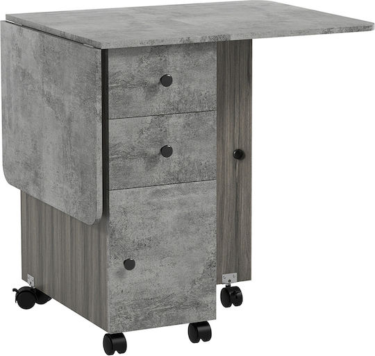 Masă Pliabilă Pentru Bucătărie Din Lemn Gri Lemn Și Piatră 120x60x76.5cm