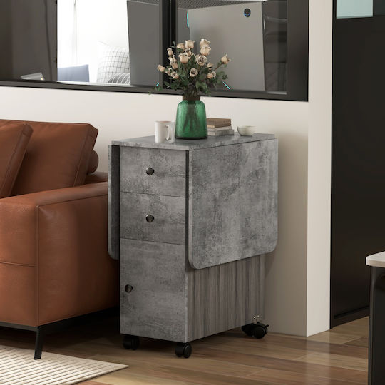 Masă Pliabilă Pentru Bucătărie Din Lemn Gri Lemn Și Piatră 120x60x76.5cm
