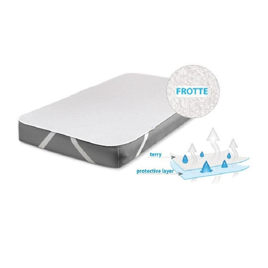 Matex Fitted Waterproof Crib Mattress Protector Terry Towel White 80x160cm