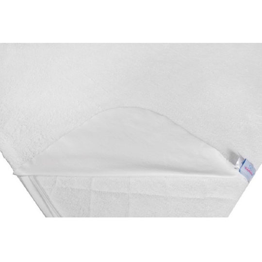 Matex Fitted Waterproof Crib Mattress Protector Terry Towel White 80x160cm