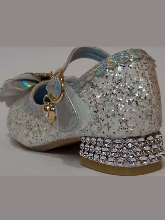 Kids Ballerinas with Adjustable Metal Clasp Silver