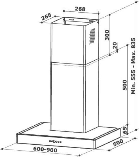 Proff AIRMAX PROFF LD37 Șemineu Hotă 60cm Inox