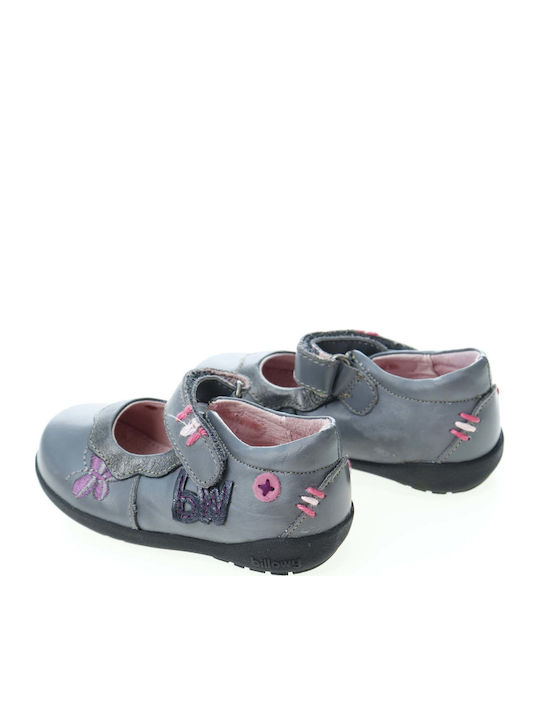 Kids Ballerinas with Hoop & Loop Closure Gray