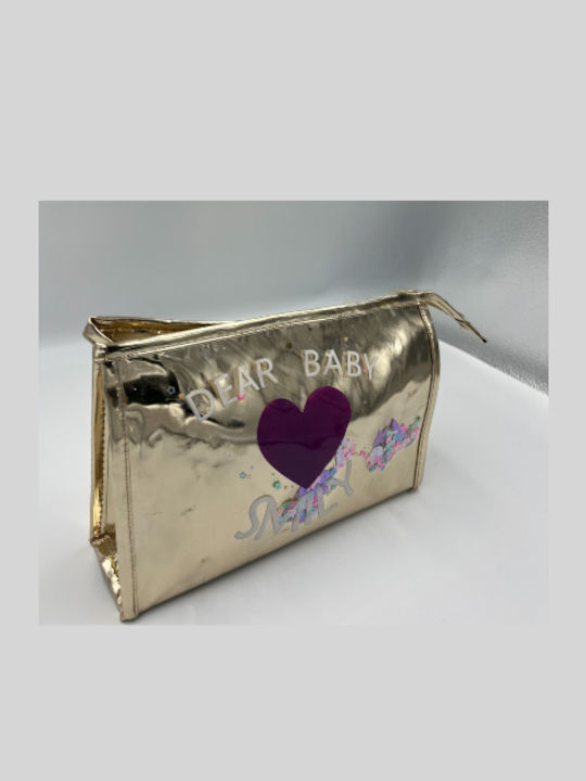 Roza Rz211 Neseser De Machiaj Glam Auriu Impermeabil Print „Dear Baby Smily” 23x15,5cm Roza Rz211 Neseser De Machiaj Glam Auriu Impermeabil Print „Dear Baby Smily” 23x15,5cm