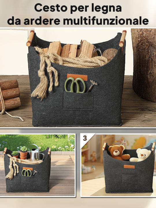 Outsunny Wooden Wood Carrying Bag 45x32x40cm Gray