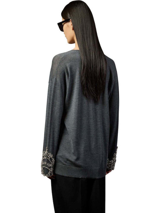 Damen Strickponcho Grau