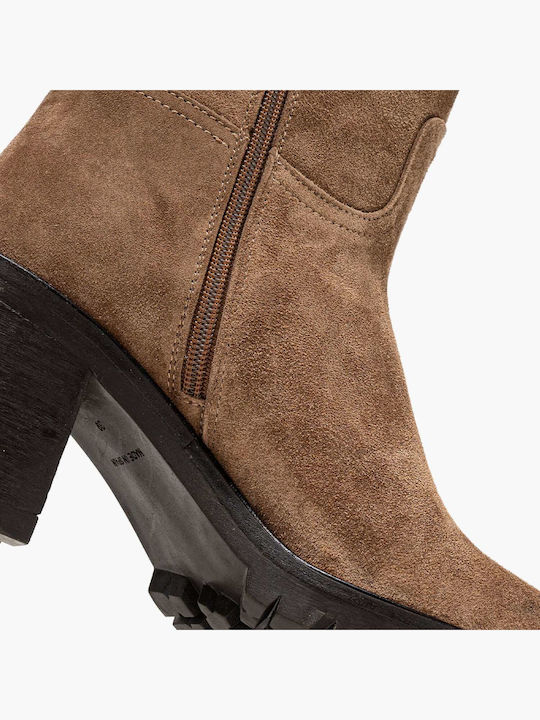 Leder Damenstiefel Tabac Braun