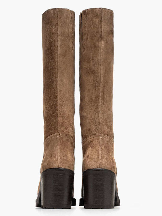 Leder Damenstiefel Tabac Braun