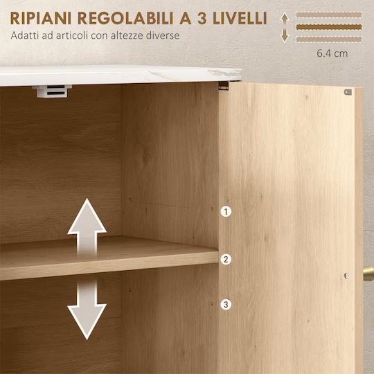 HomCom Bathroom Cabinet L60xW18xH70cm Oak