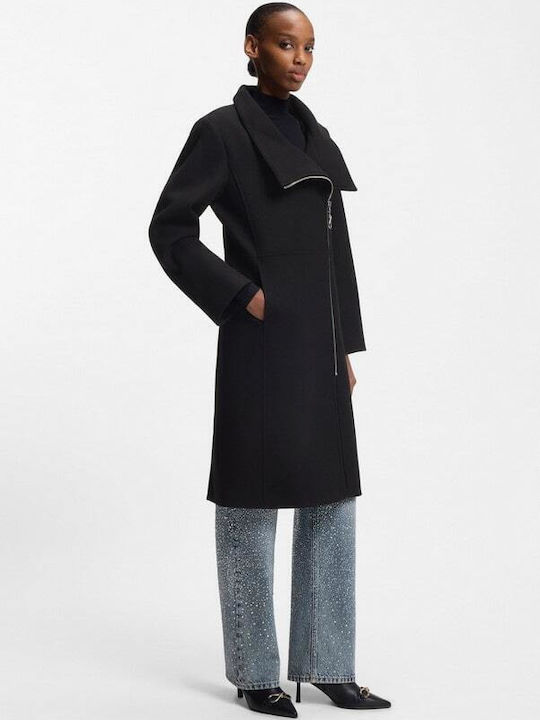 Women's Black Coat with Zipper