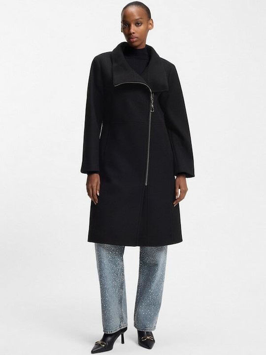 Women's Black Coat with Zipper