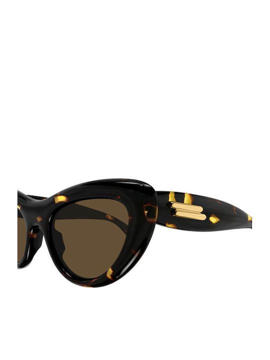 Bottega Veneta Damen Sonnenbrille mit Braun Schildkröte Kunststoff Gestell und Braun Linse BV1282S 002