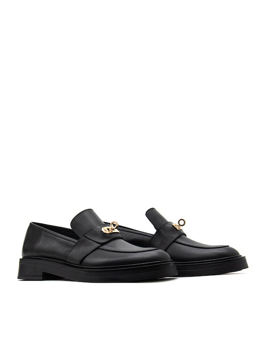 Leder Damen Mokassins in Schwarz Farbe