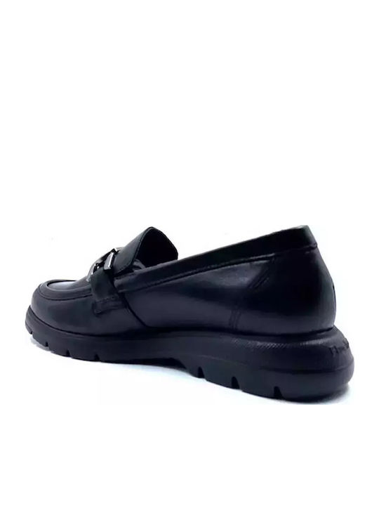 Leather Women's Moccasins in Black Color