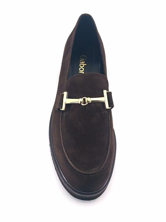 Leather Women's Loafers in Brown Color