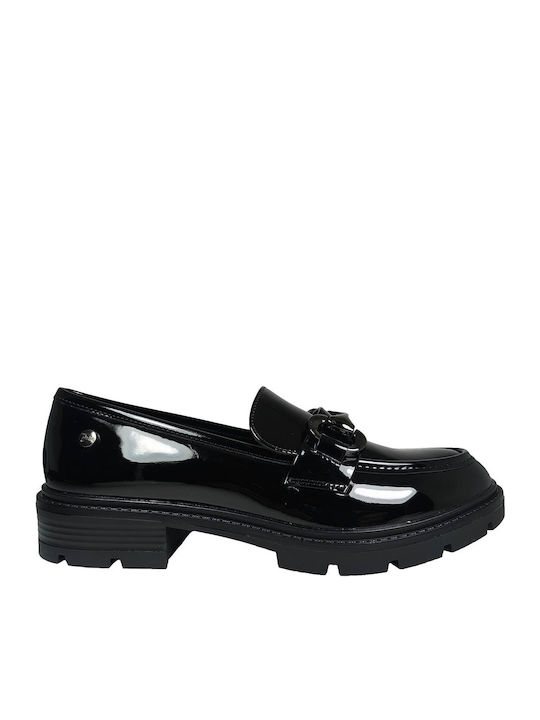 Lackleder Damen Loafers in Schwarz Farbe