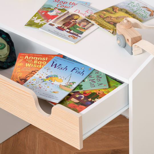 Kinder Schreibtisch aus Melamin Weiß 70x50x75cm