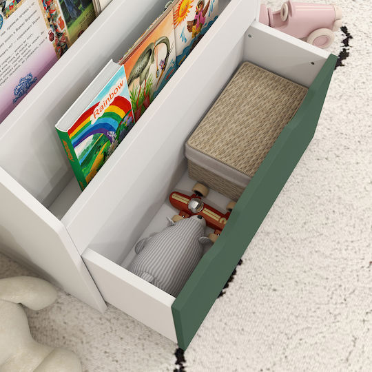 Kids Wooden Bookcase Green 62.5x30x70cm