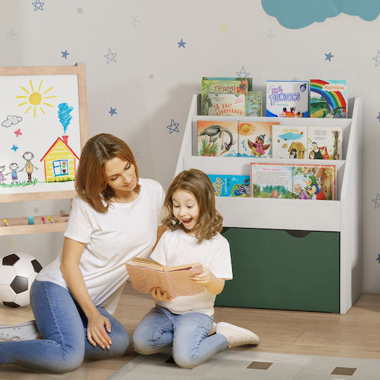 Kids Wooden Bookcase Green 62.5x30x70cm