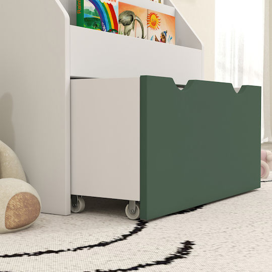 Kids Wooden Bookcase Green 62.5x30x70cm