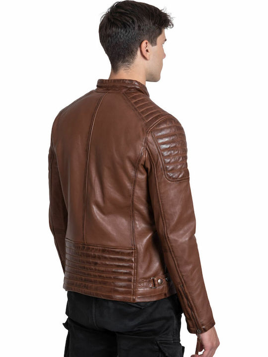 Delta Leather Jacket Biker Cognac