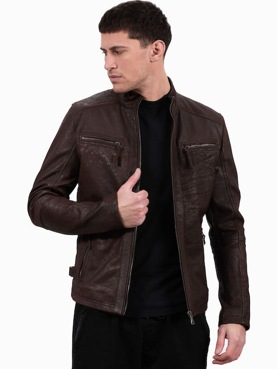 Alpha Buffed Δερμάτινο Μπουφάν Brown