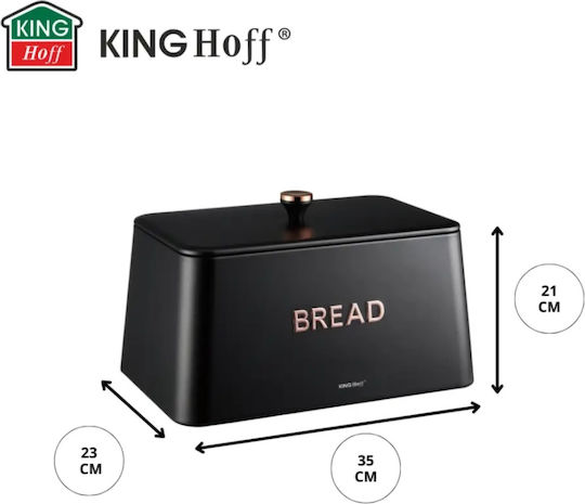 KING Hoff Cutie de pâine cu capac Inox Neagră 35x23x21cm