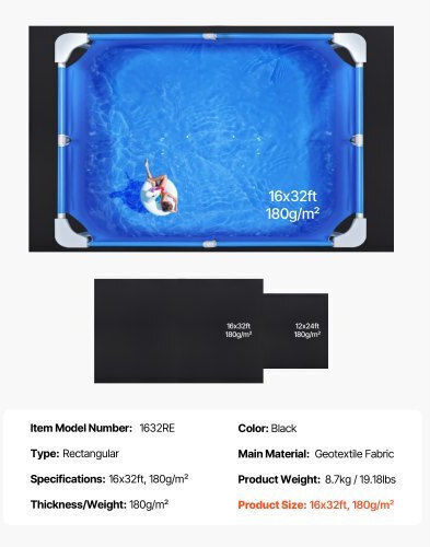 Vevor Accesorii pentru piscină 16x32cm Negru