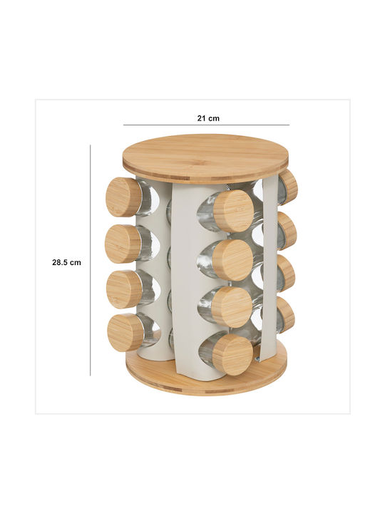 5Five Glass Tabletop Rotating Spice Rack Beige 16pcs