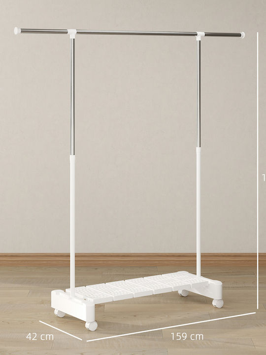 HomCom Wheeled Floor Garment Rack made of Metal White