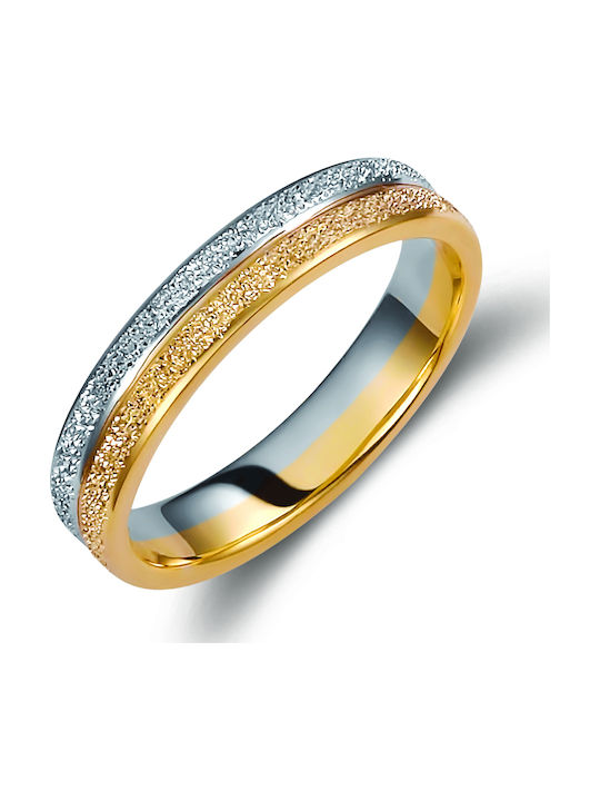 Valauro Bicolor Eheringe Gold 9κ – Breite 4mm – Matt Sägere Finish