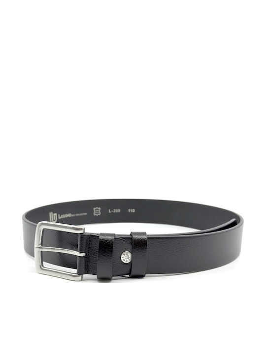 Wide Men's Belt Leather Black