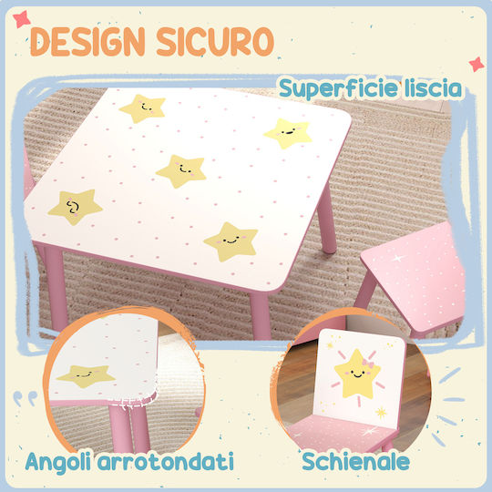 Kids Table and Chairs Set Pink Aiyaplay