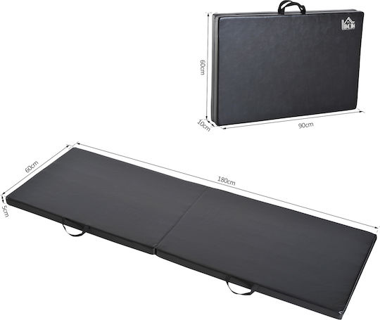HomCom Exercise Mat Black (180x60x5cm)