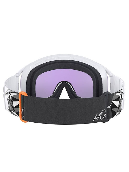 Mască de Schi și Snowboard pentru Adulți Albă cu Lentilă Albastră