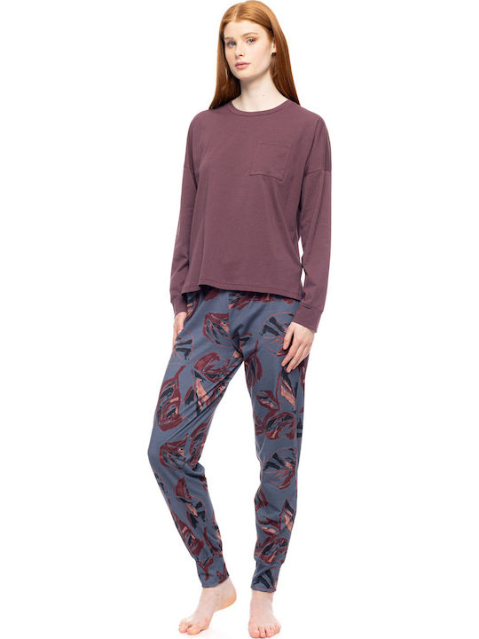 Pink Label Winter Damen Pyjama-Set Rosa