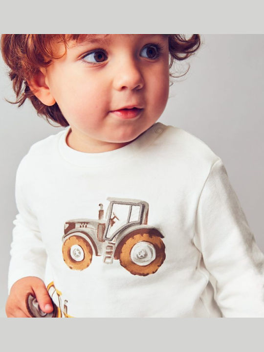 Παιδική Μπλούζα Μακρυμάνικη Κρεμ Playtractor
