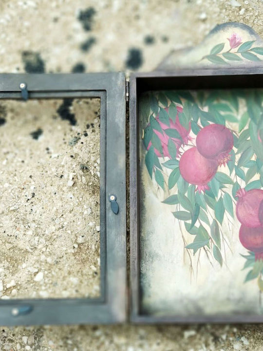 Artifact Στεφανοθήκη Ορθογώνια Ξύλινη Ροζ 30x25εκ.