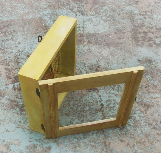 Artifact Tabletop Rectangle Wedding Crown Case Wooden Bronze 25x25cm