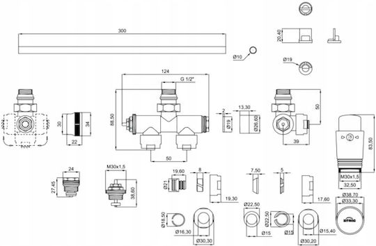 Invena Einloch-Set Kombinierte Untere Verbindung Duoplex Prov Schwarz Cz-87-c15