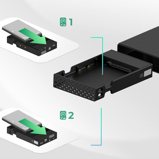 Icy Box Festplattengehäuse für 2 Festplatten 2.5" SATA III mit Type-C Konnektivität
