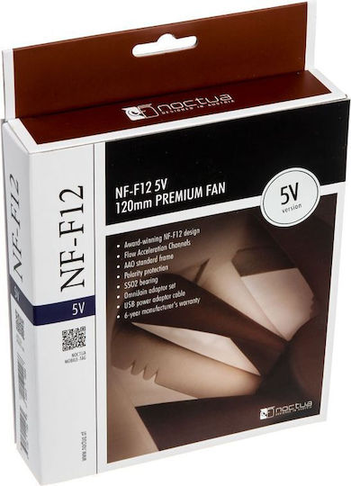 Noctua NF-F12 5V Case Fan 120mm (1500rpm / 54.9cfm) Without LED Lighting and 3-Pin Connection Brown