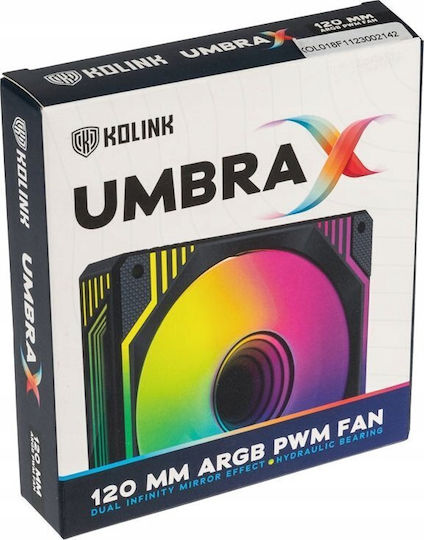 Kolink Umbra X Case Fan 120mm (1600rpm / 61cfm) with ARGB Lighting and Connection 3-Pin / 4-Pin PWM